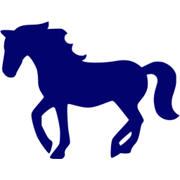 A blue horse is standing in the dark.