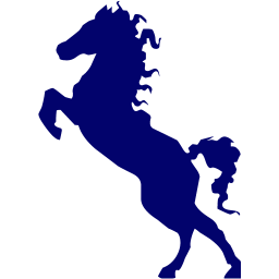 A blue horse is running in the dark.